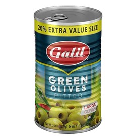 Galil Green Olives | Large Pitted Olives | 24 oz | Kosher for Passover, Halal, Product of Israel