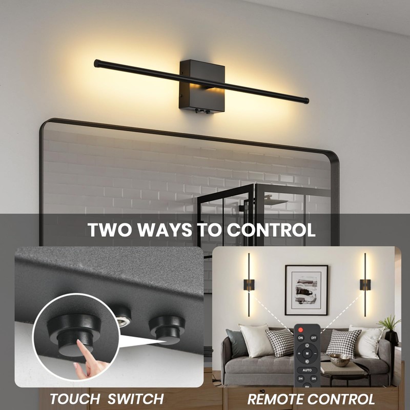 Battery Operated Wall Sconces with Remote Control, 11000mAh LED Wireless