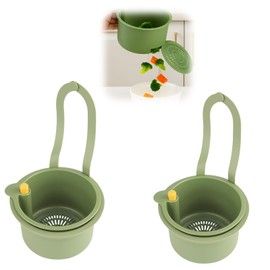 Hanging Strainer for Sink - Removable Strainer with Push Button, Sink Drain Strainer Sink Organiser, Drain Strainer for Kitchen and Kitchen Sink, Clog Protection Kitchen, Tap Hanger (Pack of 2)