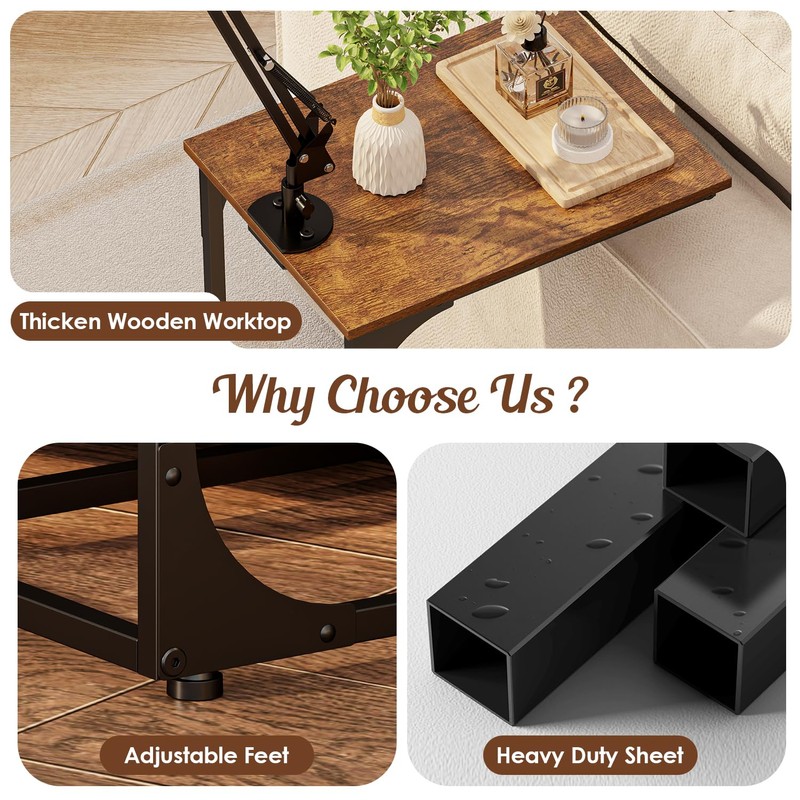 Floor Kindle Phone Tablet Stand with End Table for Overhead