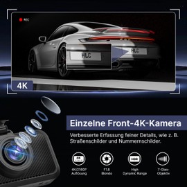 Miofive Car Camera 4K Resolution, WiFi, Bluetooth, GPS Dash Cam, 3 Inch IPS Display, Night Vision, Loop Recording, HDR, App Control and Supports up to 512GB with a Free 32G Map