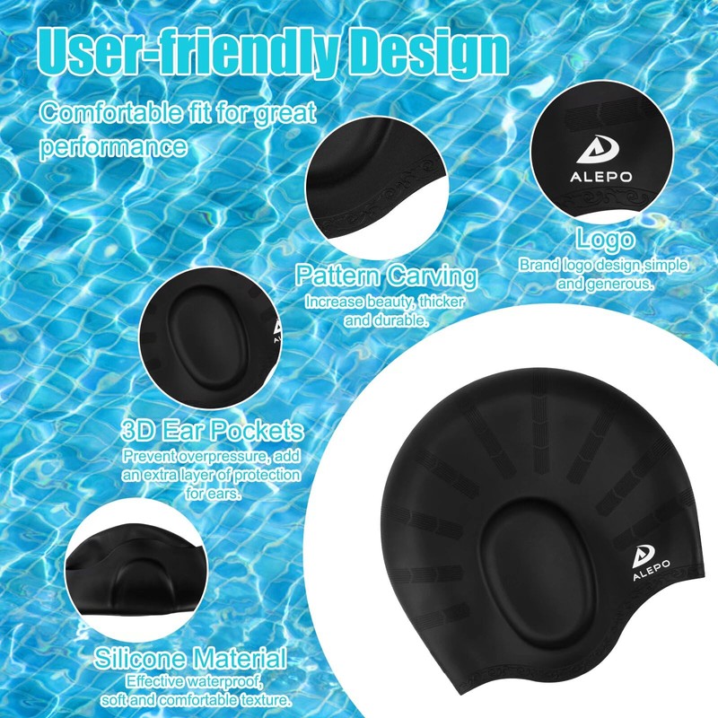 2 Pack Kids Swim Caps for Boys Girls, Durable Silicone
