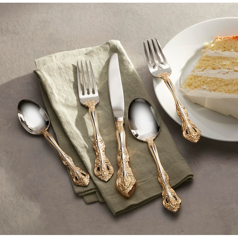 Oneida F100005A Golden Michelangelo 5 Piece Fine Flatware Set, Service