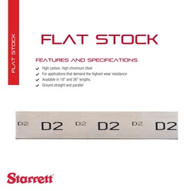 D2 Tool Steel Sheet, Annealed/Precision Ground, ASTM A681, 3/16" Thickness, 1-1/2" Width, 18" Length