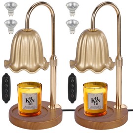 2 Pack Electric Timer Candle Warmer Light,With bracket Dimmable Candles Wax Glass Warmers Lamps for Jar Candles Burner No Flame Scented Melting Warming Lantern Adjustable Height(4*50W Bulb) (Type-A)