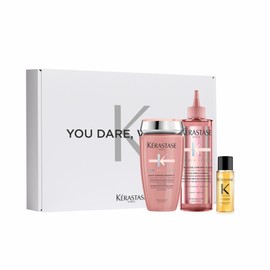 Kérastase Care Set with Chroma Absolu Bain Chroma Respect (250 ml), Chroma Absolu Soin Acide Chroma Gloss (210 ml) and Elixir Ultime Huile Originale Travel Size Hair Oil (15 ml) Free