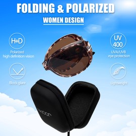 Joopin Big Polarized Folded Sunglasses Women Trendy UV400 Oversized Large Ladies Folding Shades Brown Leopard Foldable Sun Glasses Sunnies