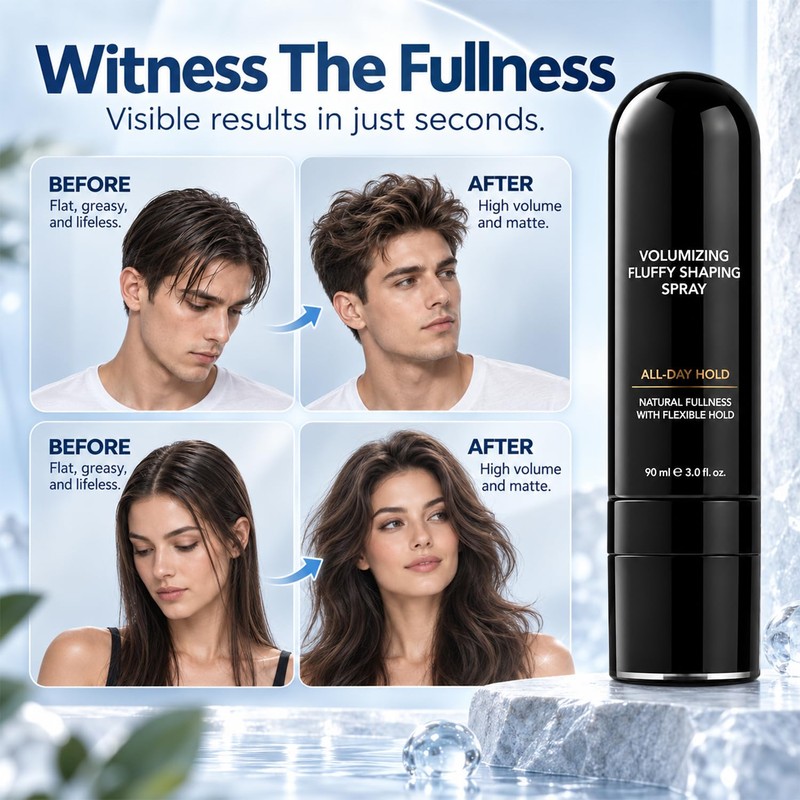 2Pcs Fluffy Hair Shaping Spray,Fluffy Volume Hair Spray,Lightweight Bouncy Texture,Volumizing