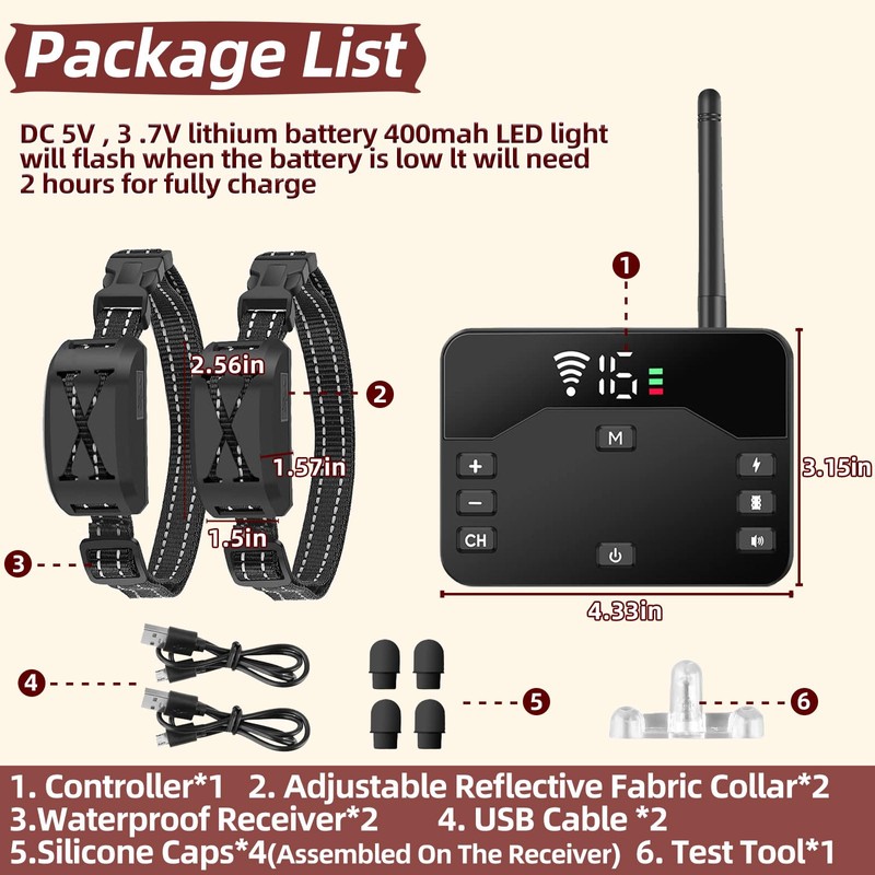 zvsay Wireless Dog Fence System for 2 Dogs,2026 Upgraded Electric