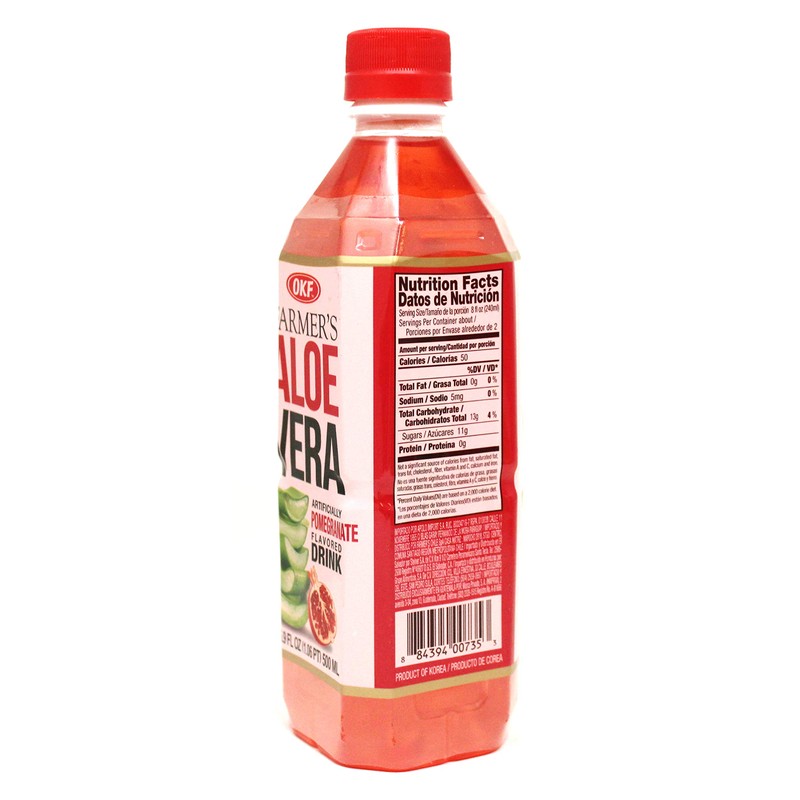 OKF Farmer's Aloe Vera Drink, Pomegranate, 16.9 Fluid Ounce (Pack
