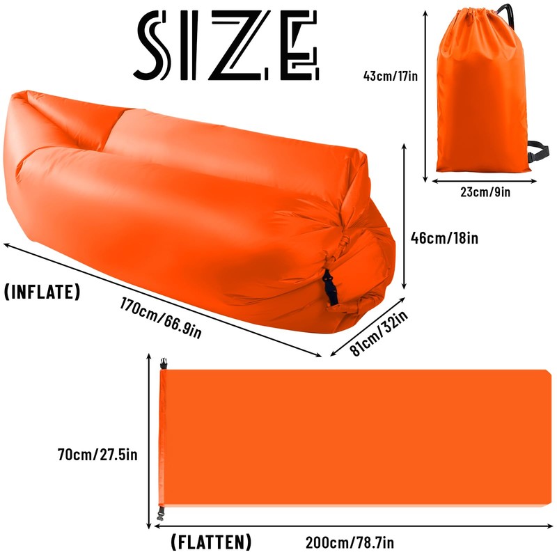 FainFun Inflatable Beach Sofa, 200 x 70 cm Sofa, Inflatable