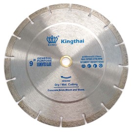 Kingthai 9 Inch Wet Dry Segmented Cutting Concrete Diamond Saw Blade for Masonry with 7/8-5/8 Inch Arbor