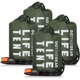 Go Time Gear Survival Life Tent • 2 Person Mylar Emergency Shelter Tube Tent + P - Green, 2 Pack