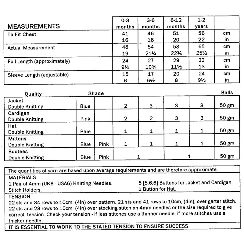 UKHKA Knitting Pattern 12 : Baby Jackets, Hat, Mittens and
