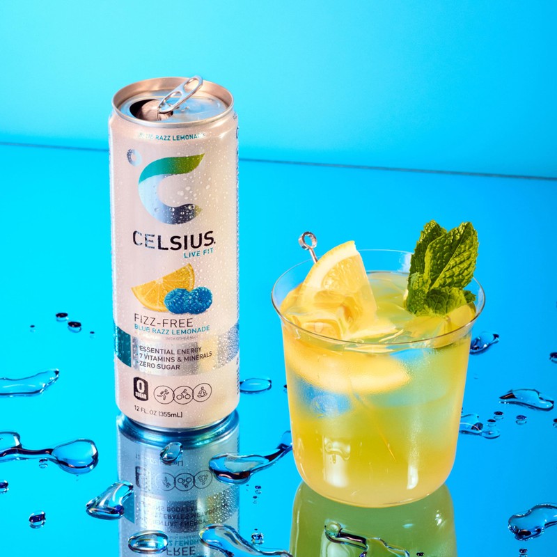 CELSIUS Fizz Free Blue Razz Lemonade, Sugar Free Energy Drink,