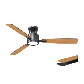 Atolit Ceiling Fans with Lights,52 Inch,Quiet Reversible Motor,Easy to Install,6 Speeds,Dimmable,Timer,Black Low Profile Ceiling Fan for Bedroom Living Room,Kitchen,Indoor/Outdoor