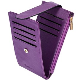 Women's RFID Slim Card Holder Wallet: Thin Bifold with Multi-Card Case & Zipper Coin Pocket Purse (Deep Purple)