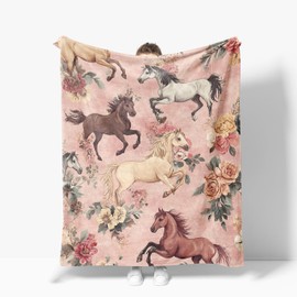 Horse Throw Blanket Soft Warm Cozy Horses Blankets Fuzzy Plush Fleece Horse Blanket Gifts for Couch Bed Sofa Home Decor 40''X50''