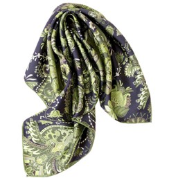 Prettystern Unisex Hand-Rolled Silk Neckerchief Silk Neckerchief for Men and Women, 25 green paisley