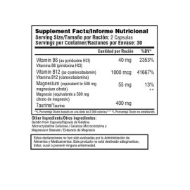 NATURAL SYSTEMS MAGNESIUM CITRATE 500 mg + VITAMIN B12 B6 - 60 CAPSULES