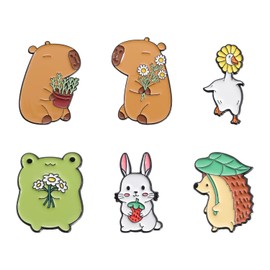 SLEEKEE 6 Pieces Cartoon Animal Brooches Cute Brooches Metal Brooches Kids Brooches Clothing Decoration Brooches