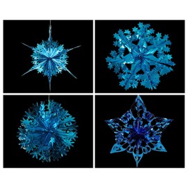 Simply Products Set of 4 40cm Christmas Foil Ceiling Garland Hanging Xmas Decoration, Long Star, Snowflake, Star Ball & Star (Turquoise)