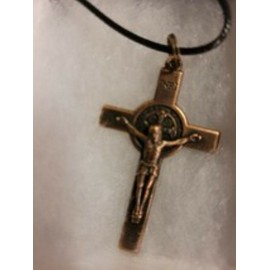 Chmo Catholic Crucifix Bronze Colored Necklace ( with magnetic clasp added )