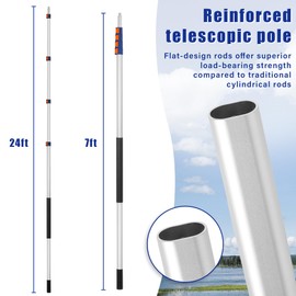 SHINMING 7-24FT Telescoping Extension Pole, Aluminum Durable Telescoping Pole with Twist-on Metal Tip for Painting, Dusting, Window Cleaning, Tree Sawing