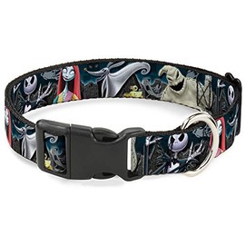 Buckle-Down Plastic Clip Collar - Nightmare Before Christmas 4-Character Group/Cemetery Scene - 1/2" Wide - Fits 8-12" Neck - Medium