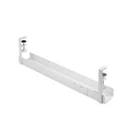 StarTech.com Under Desk Cable Management Tray, Length Adjustable, Clamp-On Installation, No Drilling Required, White