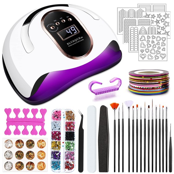 JOTOL 168 W Nail Dryer, Lamp for Gel Nails with 4 Timers, Intelligent Sensor, Portable, Removable Base Plate, UV LED Lamp for Nails, Professional Nail Lamp
