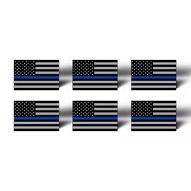 Real Sticky 6 Blue Line Flag USA America Mini Sticker Helmet Cup Car Vehicle license Decal
