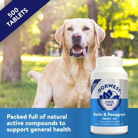 DORWEST HERBS Garlic and Fenugreek Tablets for Dogs and Cats 500 Tablets, White (14DOR006)