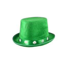 HENBRANDT 3 x Adult Green Felt Topper Hats with Irish Shamrock Hat Band St Patrick's Day Accessories Leprechaun Hat One Size Irish Fancy Dress Costume Accessory Novelty Hats for Men and Women
