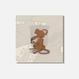 Unbranded Dirty Rat Animal 4'' X 4'' Square Wooden Coaster