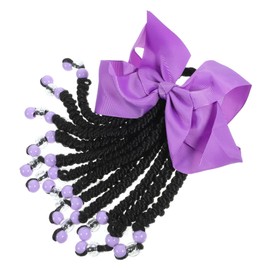 Ponytail Beads Dreadlocks Hair Extensions Braided Ponytail Wig for Cosplay Dress Up Cute Hair Accessories for Girls Chemical Fiber Hair Bow Tie for Weaving Family Hair Decoration