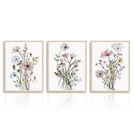Dazzlewall Vintage Wildflower Wall Decor Poster Minimalist Flower Wall Poster for Bedroom Living Room Decor 12x16 in Unframed Set of 3