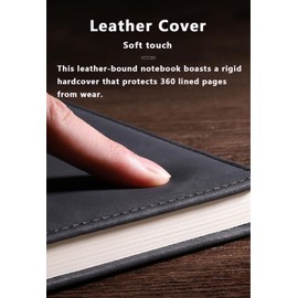 Hongmeru A5 Lined Notebook - PU Leather Hardback Notepad with Pen Loop & Ribbon, 100GSM Thick Paper, 360 Pages (180 Sheets) for Journaling, Planning, Office & School Use - Black