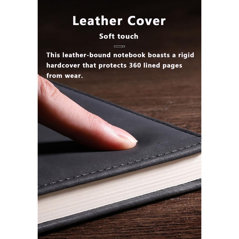 Hongmeru A5 Lined Notebook - PU Leather Hardback Notepad with
