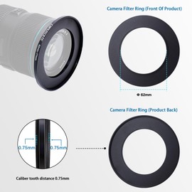 10 pieces 62 mm filter ring adapter set, filter metal step rings for all brands, UV ND CPL 62-43, 62-46, 62-49 mm, 62-52 mm, 62-55 mm, 62-58 mm, 62-67 mm, 62-72 mm, 62-77 mm, 62-82 mm + lens cleaning