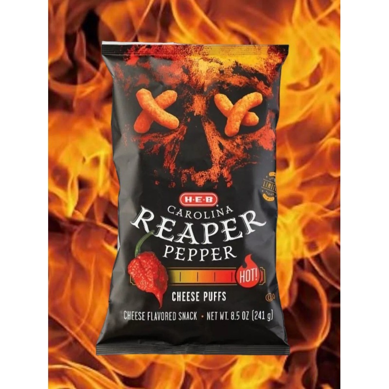 Unbranded Carolina Reaper Cheese Puffs, 8.5oz Large Bag Spicy And