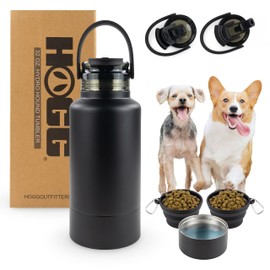 Hogg Hydro Hound, Insulated Dog Water Bottle with Bowl, Stainless Steel Dog Water Bottle, 32 oz Insulated Stainless Steel Tumbler for Pets, Pet Bowls, Powder Coated - Black