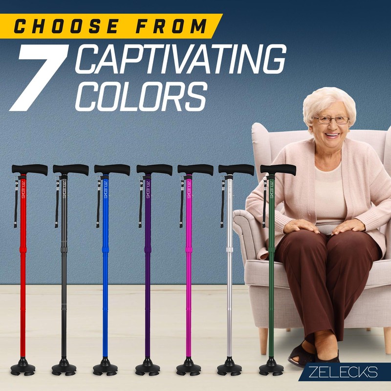 ZELECKS Walking Cane for Women & Men - Self Standing