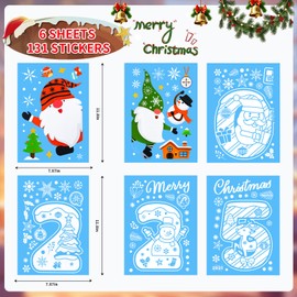 Christmas Window Clings - 131Pcs Christmas Windows Stickers for Glass, Non-Adhesive Static PVC, Gnomes, New Year 2025, Xmas Trees, Snowflakes, Christmas Window Decorations, Xmas Decor, 6 Sheets