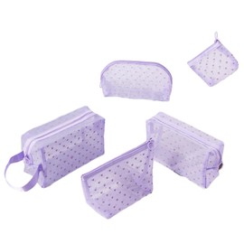 Siomlana 5-Piece Mesh Hot Stamping Storage Bag, Net Bag, Cosmetic Bag, Cosmetic Pouch, Pen Case, Toiletry Bag, Large Capacity, Lightweight, Cosmetic Pouch, Multifunctional, Cosmetics Storage, Travel,