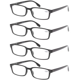 READING GLASSES 4 Pack Spring Hinge Comfort Readers Plastic Includes Sun Readers