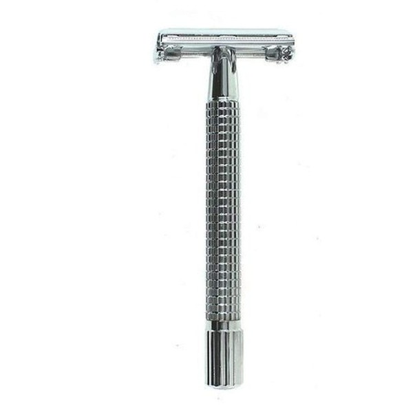 FS Long Handle DE Safety Razor Chrome Handle -- Comes with free 5 pack of blades