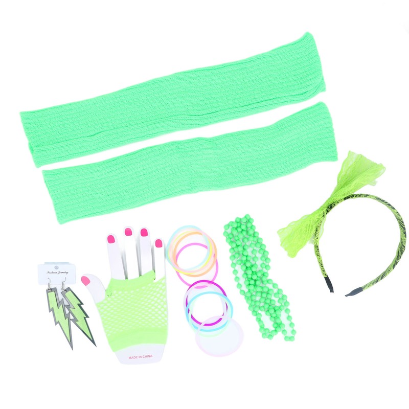 80s Earring Neon Headband Set Accessories Silicone Light Bracelets Headband