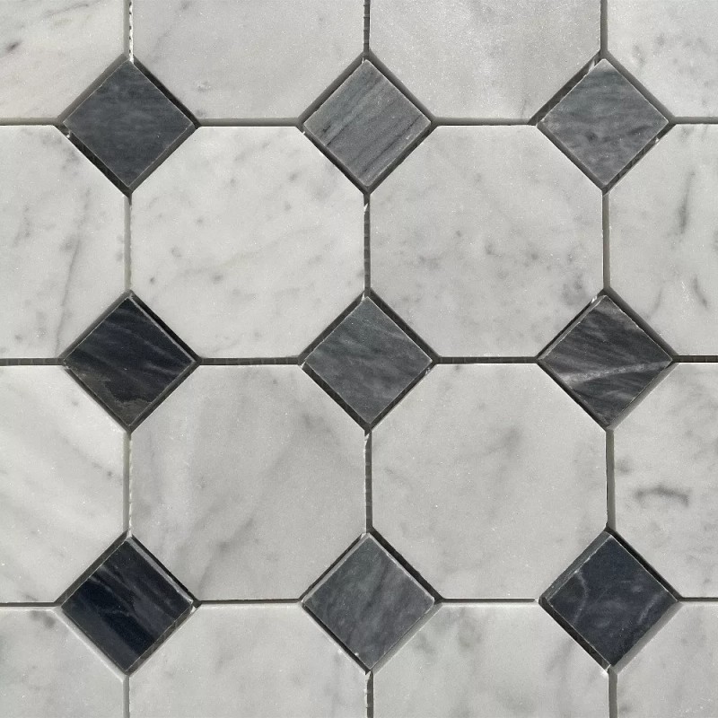 Stone Center Online C807XP Carrara White Marble 2" Octagon Mosaic