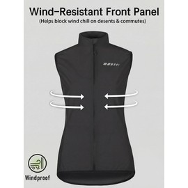 Chaleco de Ciclismo para Mujer, Ligero y Resistente al Viento, Sin Mangas, con Cierre Completo y Bolsillo Trasero para Bicicleta, Correr y Actividades al Aire Libre